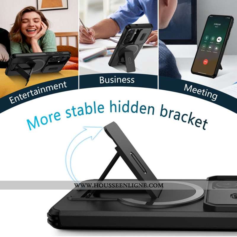 Coque Samsung Galaxy S26 Magnétique Béquille et Cache Caméra Coulissant