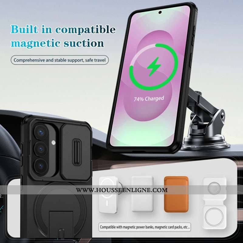 Coque Samsung Galaxy S26 Magnétique Béquille et Cache Caméra Coulissant