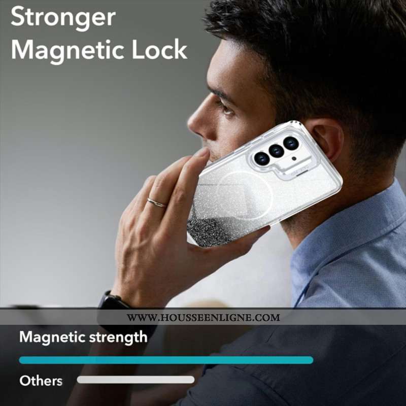 Coque Samsung Galaxy S26 Magnétique Paillettes Dégradées et Support Pliable