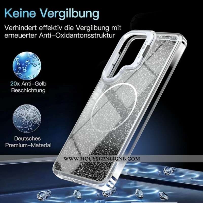 Coque Samsung Galaxy S26 Magnétique Paillettes Dégradées et Support Pliable