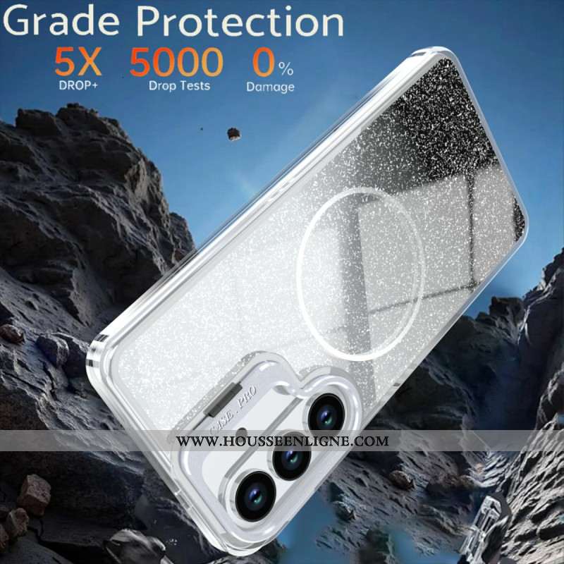 Coque Samsung Galaxy S26 Magnétique Paillettes Dégradées et Support Pliable