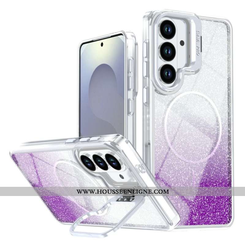 Coque Samsung Galaxy S26 Plus Magnétique Paillettes Dégradées et Support