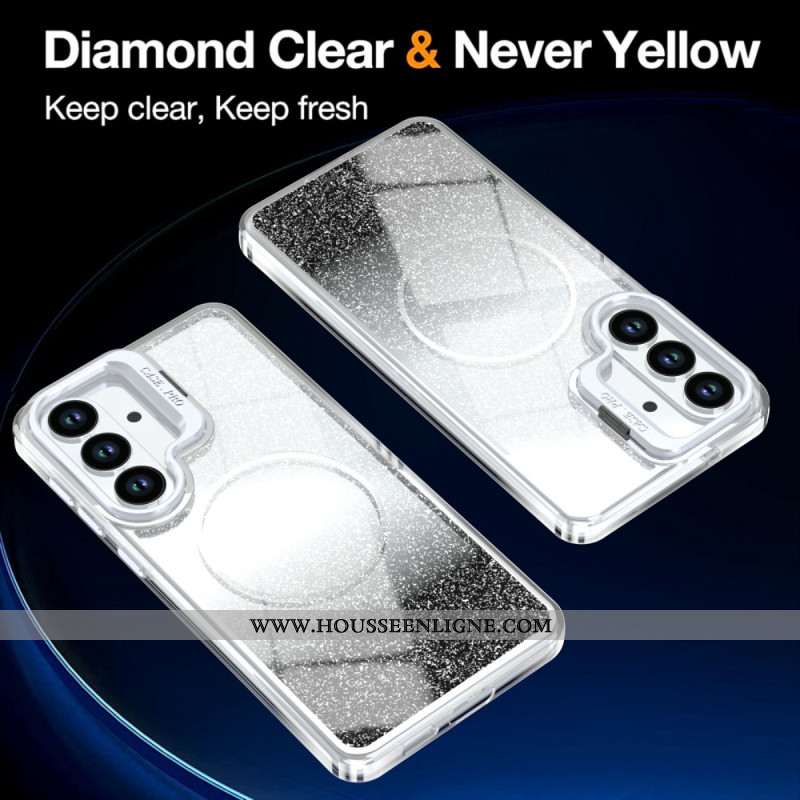 Coque Samsung Galaxy S26 Plus Magnétique Paillettes Dégradées et Support