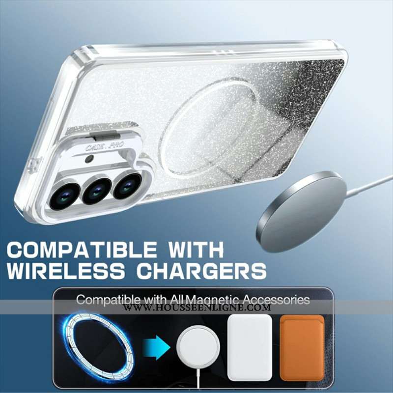 Coque Samsung Galaxy S26 Plus Magnétique Paillettes Dégradées et Support