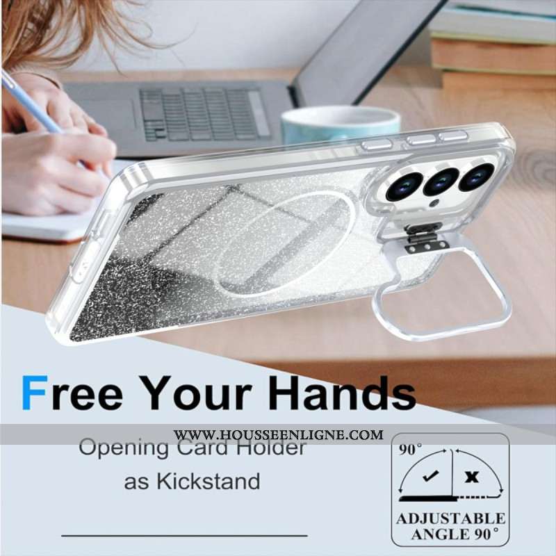 Coque Samsung Galaxy S26 Plus Magnétique Paillettes Dégradées et Support