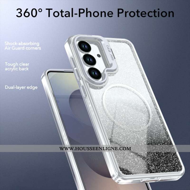 Coque Samsung Galaxy S26 Plus Magnétique Paillettes Dégradées et Support