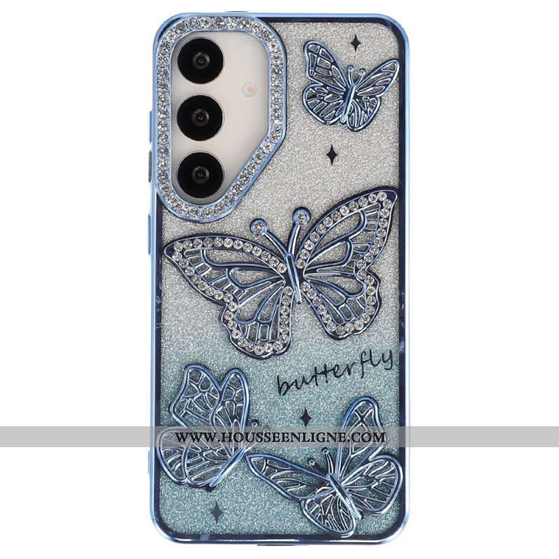 Coque Samsung Galaxy S26 Plus Papillons 3D et Strass