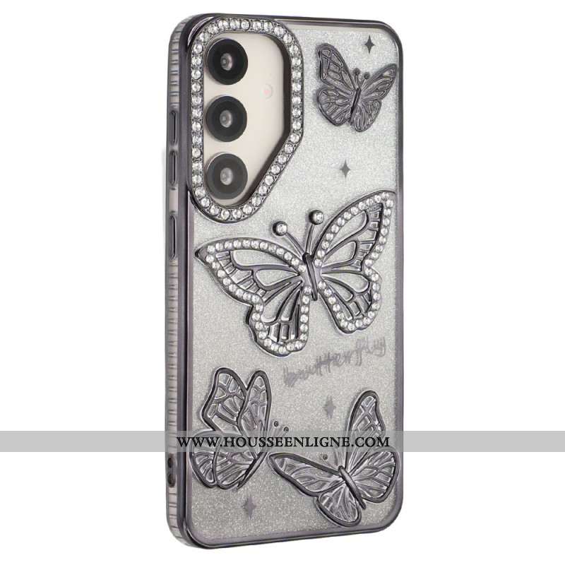 Coque Samsung Galaxy S26 Plus Papillons 3D et Strass
