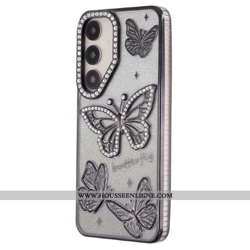 Coque Samsung Galaxy S26 Plus Papillons 3D et Strass