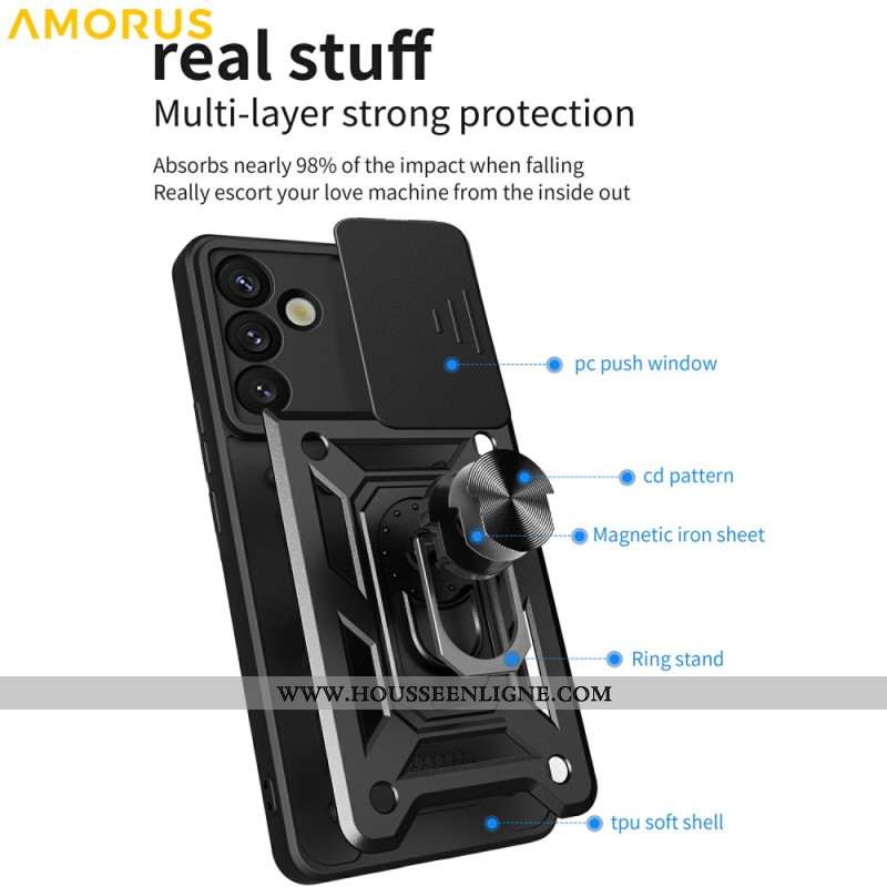 Coque Samsung Galaxy S26 Plus Protection Caméra Coulissante et Support Intégré