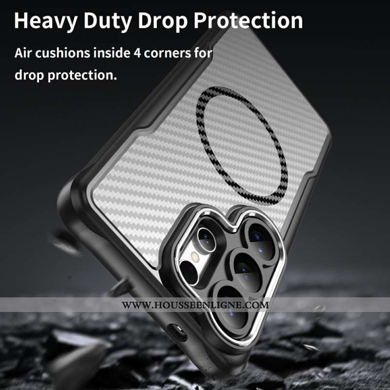 Coque Samsung Galaxy S26 Ultra MagSafe Protection Hybride Texture Fibre de Carbone