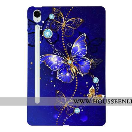 Coque Samsung Galaxy Tab S10 FE Plus Papillons Bleu et Or