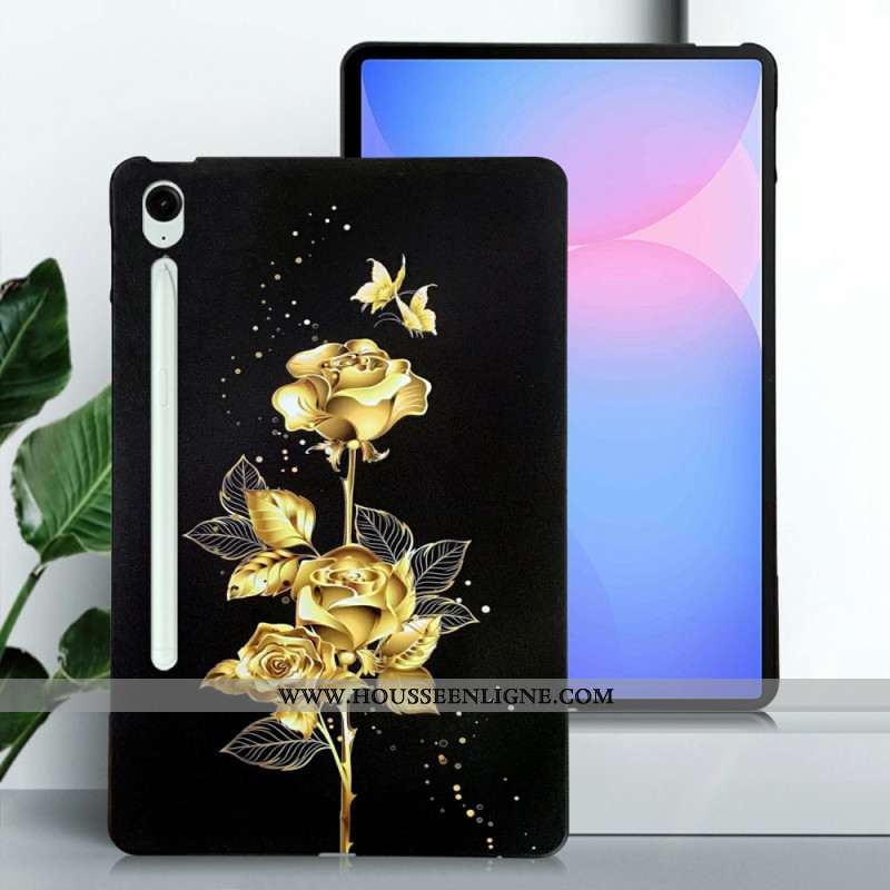 Coque Samsung Galaxy Tab S10 FE Plus Roses Dorées