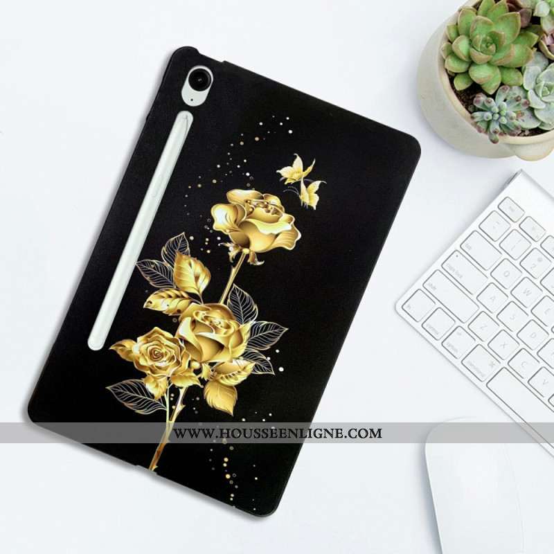 Coque Samsung Galaxy Tab S10 FE Plus Roses Dorées