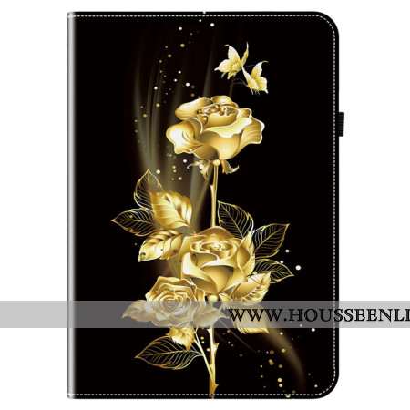 Coque Samsung Galaxy Tab S10 FE Plus Roses Dorées