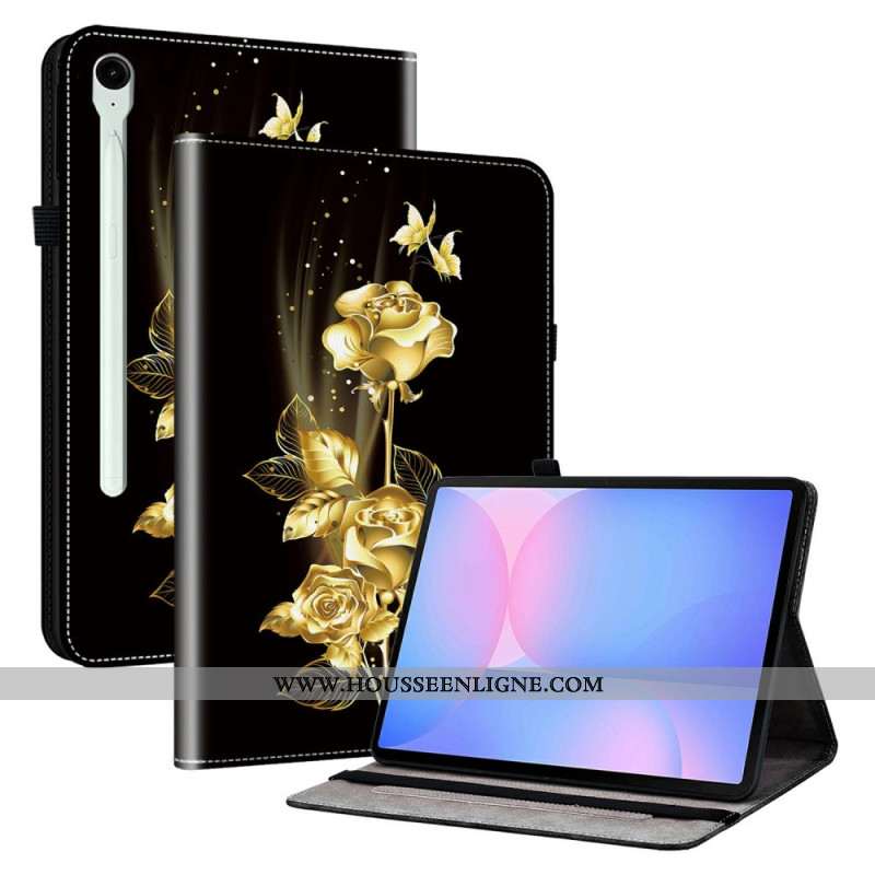 Coque Samsung Galaxy Tab S10 FE Plus Roses Dorées