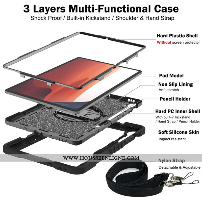 Coque Samsung Galaxy Tab S10 FE Plus Support et Bandoulière