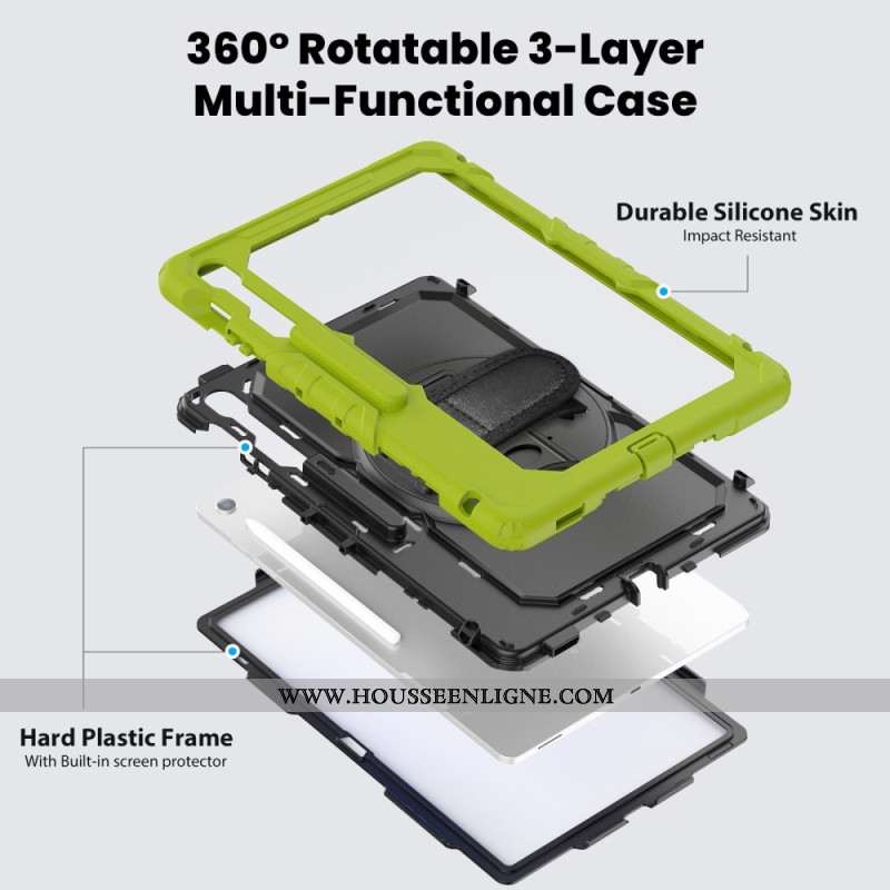 Coque Samsung Galaxy Tab S10 FE Plus Ultra Résistante avec Bandoulière