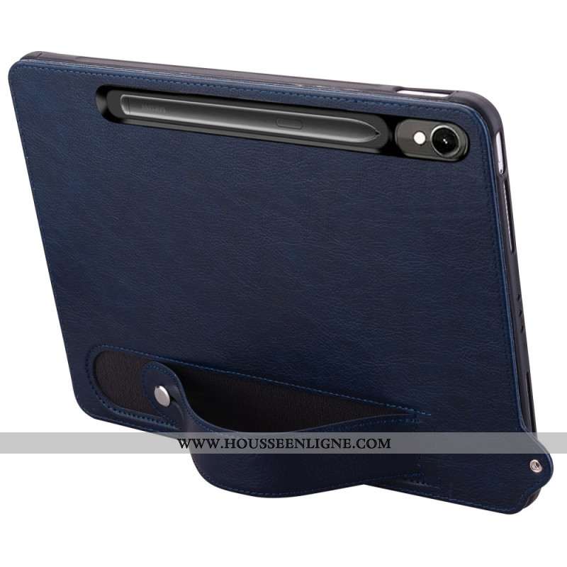 Coque Samsung Galaxy Tab S10 FE / S9 / S9 FE Effet Cuir avec Sangle