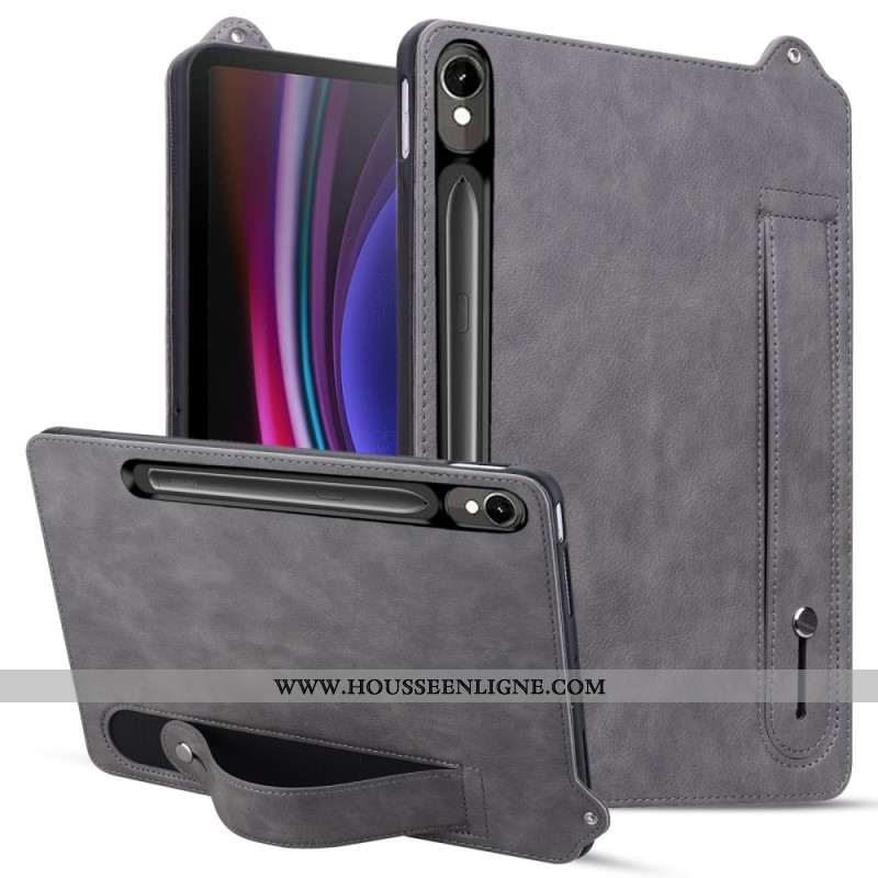 Coque Samsung Galaxy Tab S10 FE / S9 / S9 FE Effet Cuir avec Sangle