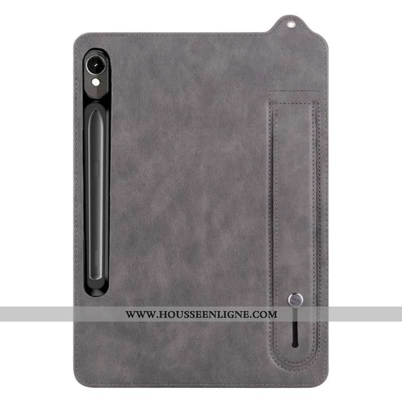 Coque Samsung Galaxy Tab S10 FE / S9 / S9 FE Effet Cuir avec Sangle