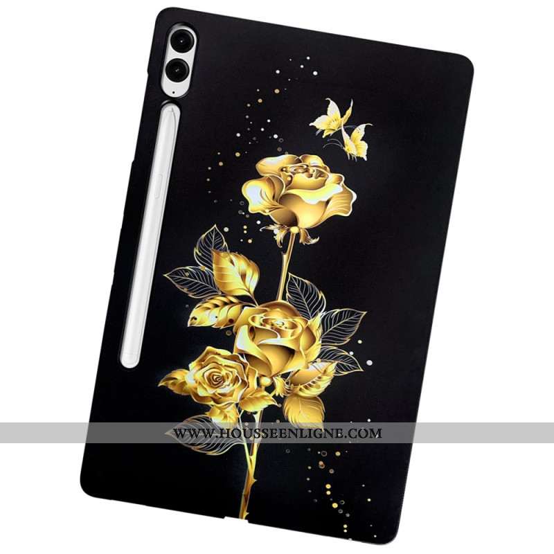 Coque Samsung Galaxy Tab S10 Plus / S9 FE Plus / S9 Plus Roses Doirées