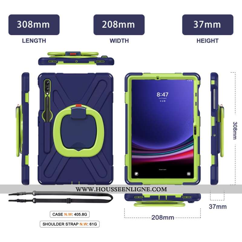 Coque Samsung Galaxy Tab S10 Plus / S9 FE Plus /S9 Plus/S8 Plus/S7 Plus/S7 FE Multifonctions Support