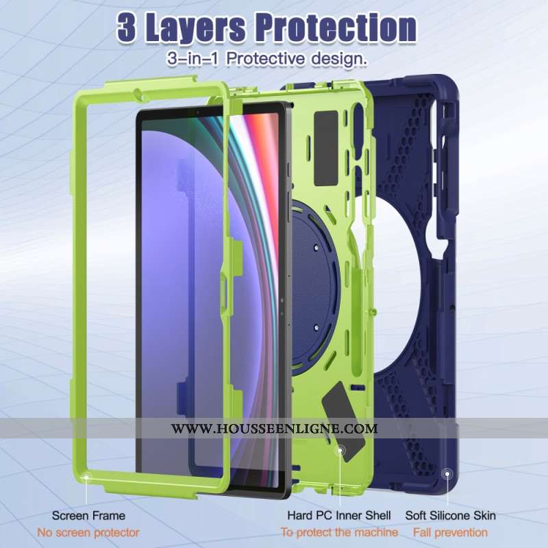 Coque Samsung Galaxy Tab S10 Plus / S9 FE Plus /S9 Plus/S8 Plus/S7 Plus/S7 FE Multifonctions Support