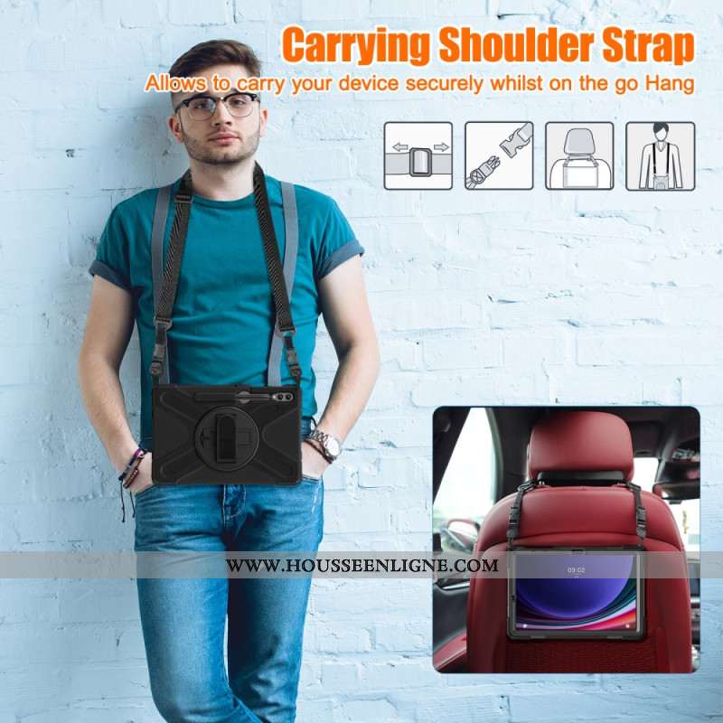 Coque Samsung Galaxy Tab S10 Plus/ S9 FE Plus/S9 Plus/S8 Plus/S7 Plus/S7 FE Ultra Résistante Support