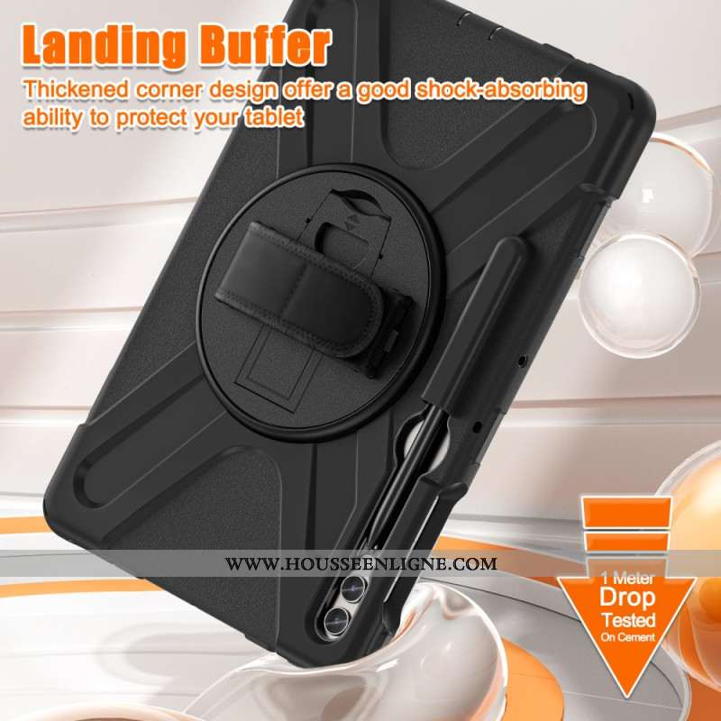 Coque Samsung Galaxy Tab S10 Plus / S9 FE Plus / S9 Plus / S8 Plus / S7 Plus Sangle et Support