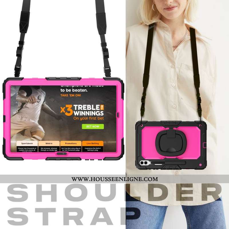 Coque Samsung Galaxy Tab S10 Plus / S9 Plus Protection Ultra Résistante avec Porte-Stylet et Bandoul