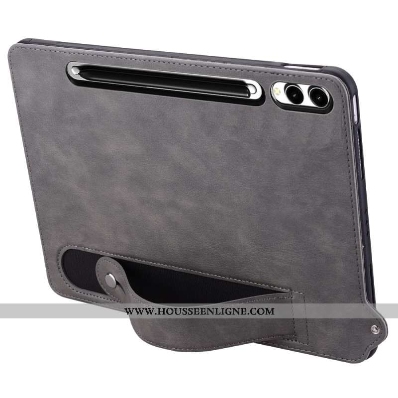 Coque Samsung Galaxy Tab S10 Plus / S9 Plus / S8 Plus / S7 Plus Effet Cuir Porte-Stylet et Sangle