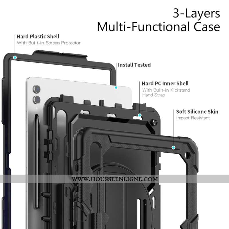 Coque Samsung Galaxy Tab S10 Ultra / S9 Ultra Support et Film de Protection Écran