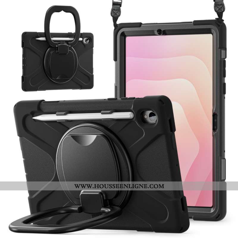 Coque Samsung Galaxy Tab S11 Triple Protection avec Bandoulière et Anneau-Support