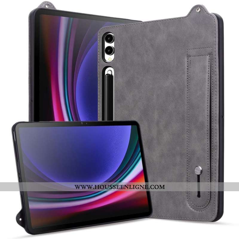 Coque Samsung Galaxy Tab S11 Ultra Effet Cuir avec Sangle Manuelle