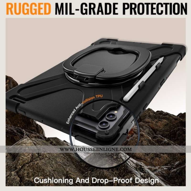 Coque Samsung Galaxy Tab S11 Ultra Triple Protection avec Poignée Rotative à
