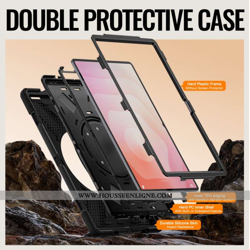Coque Samsung Galaxy Tab S11 Ultra Triple Protection avec Poignée Rotative à
