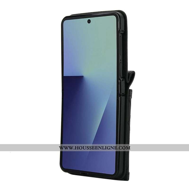 Coque Samsung Galaxy Z Flip 7 5G Porte-Cartes Matelassé et Bandoulière