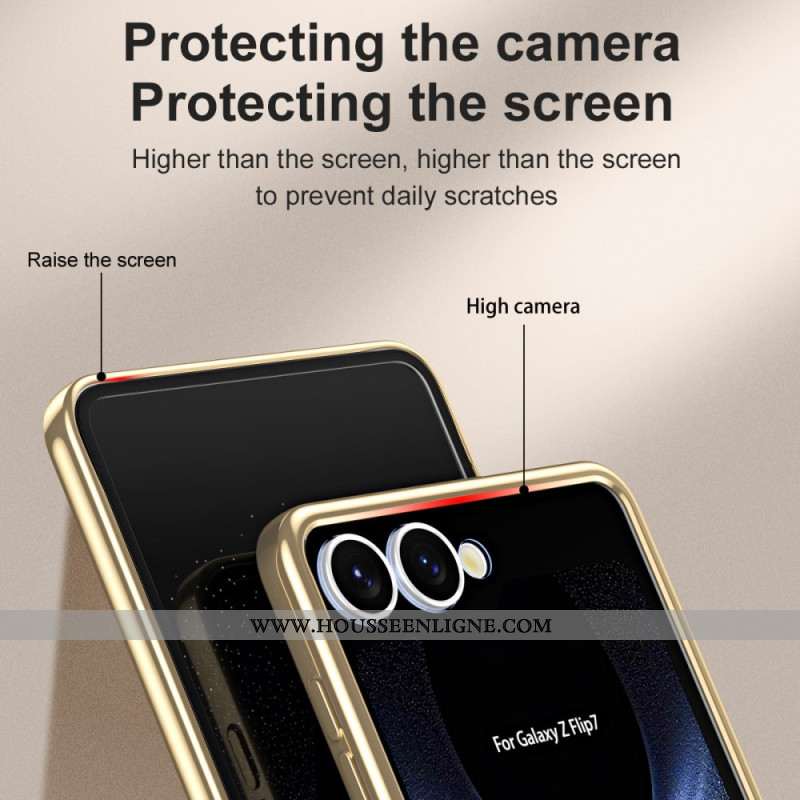 Coque Samsung Galaxy Z Flip 7 5G Rebord Métallisé avec Protecteur Écran