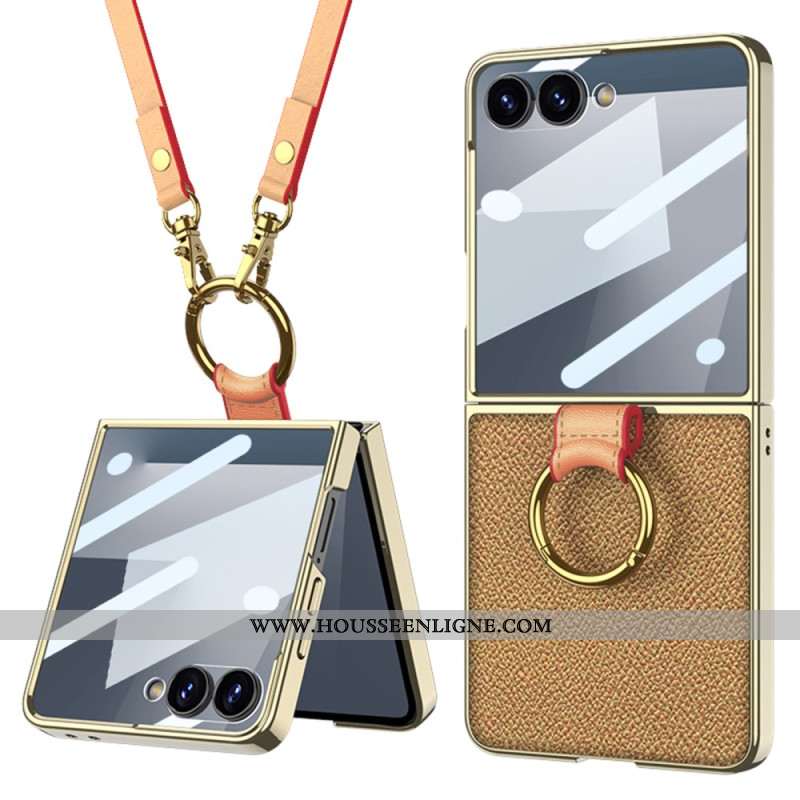 Coque Samsung Galaxy Z Flip 7 Anneau-Support et Bandoulière Détachable