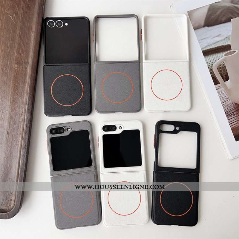 Coque Samsung Galaxy Z Flip 7 Compatible MagSafe Anneau Orange