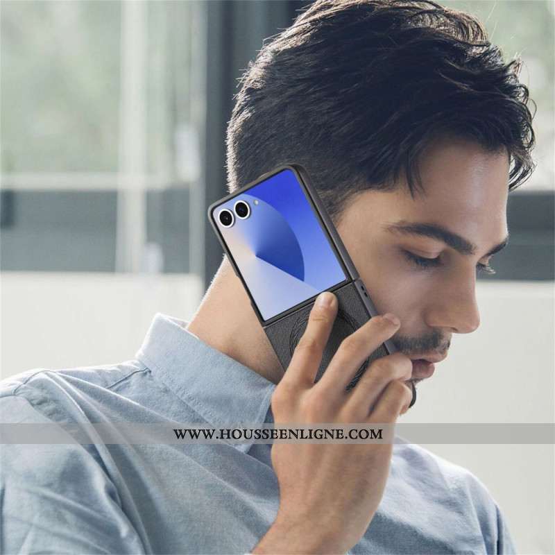 Coque Samsung Galaxy Z Flip 7 Compatible MagSafe Cuir Texture Jeans