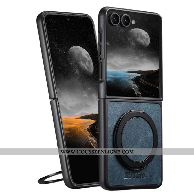 Coque Samsung Galaxy Z Flip 7 Compatible MagSafe Effet Cuir Anneau-Support SUTENI