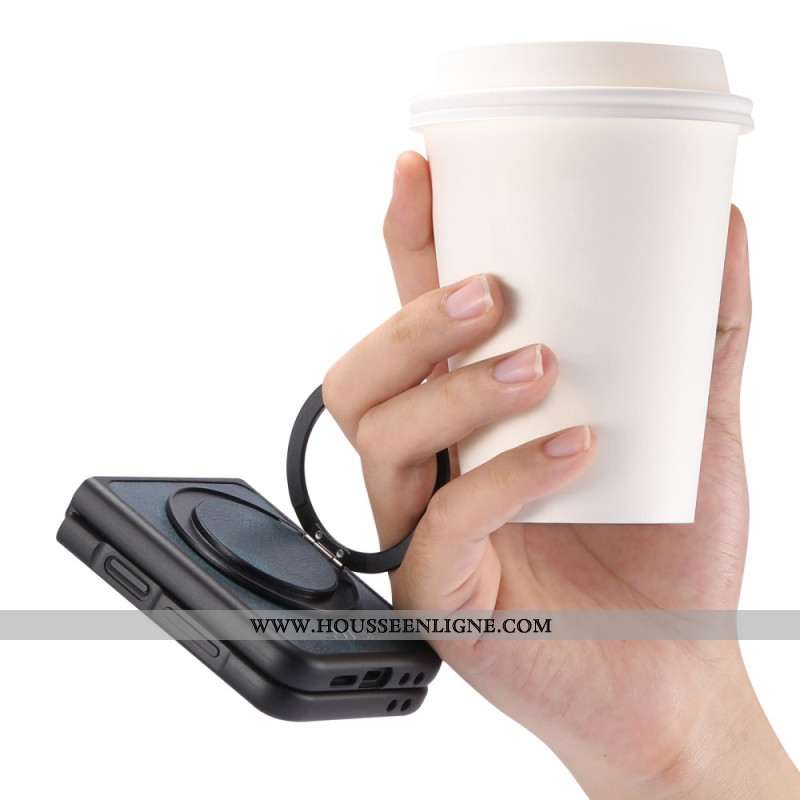 Coque Samsung Galaxy Z Flip 7 Compatible MagSafe Effet Cuir Anneau-Support SUTENI