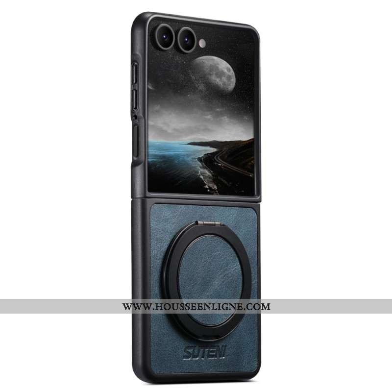 Coque Samsung Galaxy Z Flip 7 Compatible MagSafe Effet Cuir Anneau-Support SUTENI