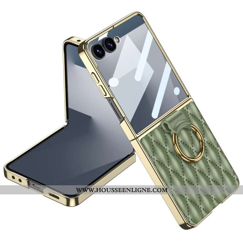 Coque Samsung Galaxy Z Flip 7 Design Matelassé avec Anneau-Support
