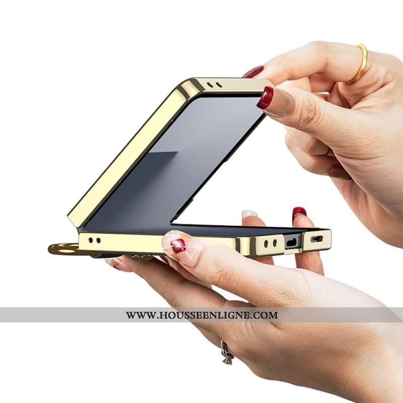 Coque Samsung Galaxy Z Flip 7 Design Matelassé avec Anneau-Support