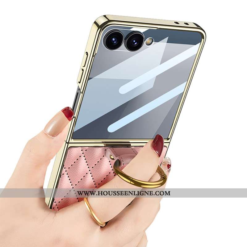 Coque Samsung Galaxy Z Flip 7 Design Matelassé avec Anneau-Support