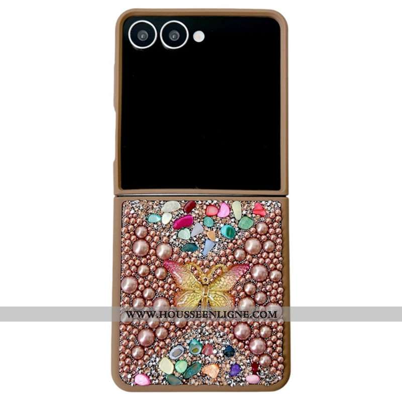 Coque Samsung Galaxy Z Flip 7 Décoration Papillon Strass