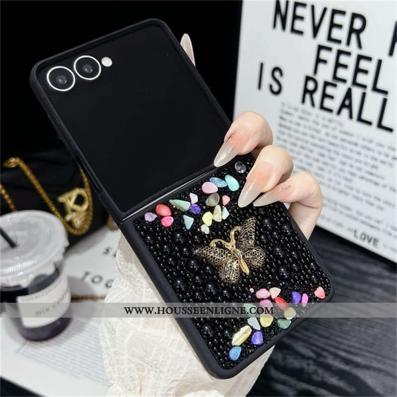 Coque Samsung Galaxy Z Flip 7 Décoration Papillon Strass